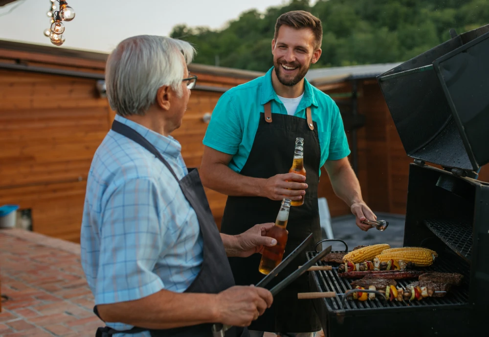 grilling burgers on a wood pellet grill